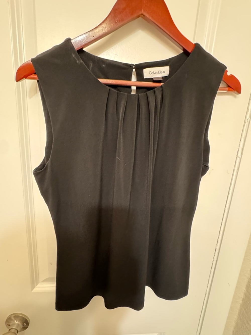 Calvin Klein Black Pleated Front Sleeveless Camisole